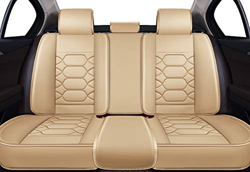 Oasis Auto Car Seat Covers Accessories Full Set Premium Nappa Leather Cushion Protector Universal Fit For Most Cars Suv Pick-Up Truck, Automotive Vehicle Auto Interior Décor (Os-004 Tan) #TOP3