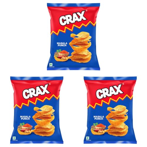 Image of Crax Potato Chips Masala Punch 85g /95g (weight may vary) (Pack of 3)