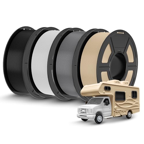 Image of TECBEARS PLA 3D Printer Filament, 4KG PLA Filament 1.75mm, Neatly Wound 3D Printing Filament, Dimensional Accuracy + /- 0.02 mm,1 Kg Per Spool, Pack of 4, Black+White+Grey+Wood