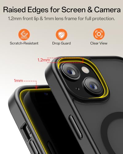 Image of UNBREAKcable Magnetic for iPhone 13 Case, Compatible with MagSafe, Full Camera Protection, Built-in Magnetic Ring, Drop Protection Shockproof Slim Phone Cover (Black)
