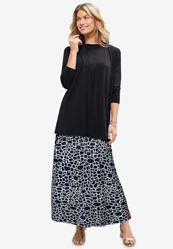 Jessica London Women's Plus Size Wrinkle Resistant Pull-On Elastic Knit Maxi Skirt4