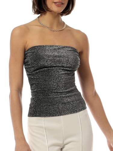 Image of MixMatchy Women's Stretchy Strapless Tube Top Y2K Bandeau Top