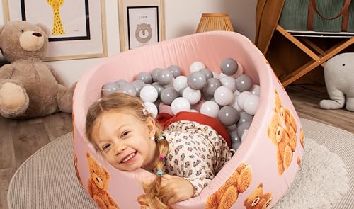KNORRTOYS.COM 76007 Bällebad, Teddy pink-150 Balls Grey/White/transparent