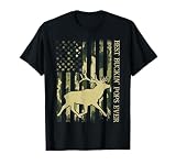 Best Buckin' Pops Ever Camo American Flag Deer Hunting T-Shirt