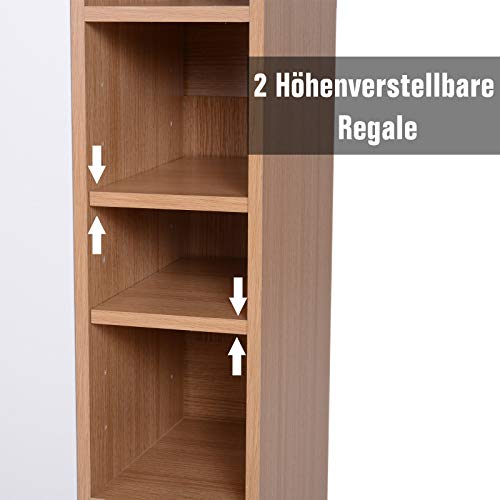HOMCOM Mehrzweckschrank Standschrank Standregal Dekoschrank Bücherregal Schrank Holz Natur + Weiß 80 x 32 x 91 cm – Bild 4