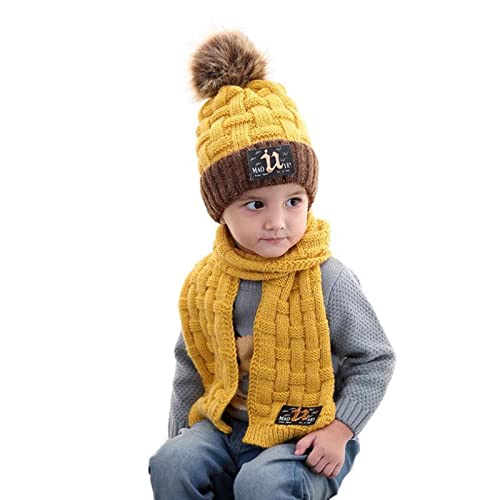 Gorro de punto para niños que protege las orejas del frío con bufanda a juego 5