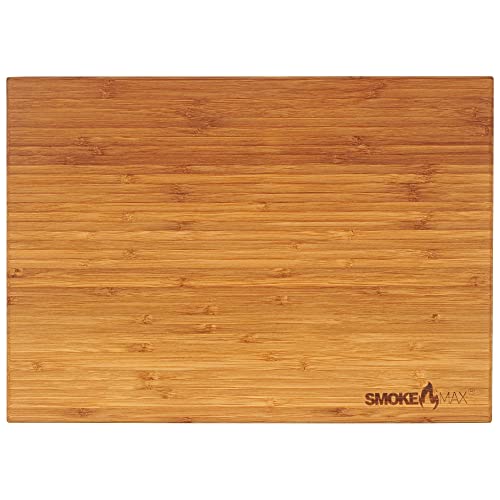 smokemax® Essbrett Set Speisebrett Servierbrett Schneidebrett, Designbrett aus hochwertigen natürlichen Bambusholz (100% mit natürlichen Ölivenöl geölt) (4) Cover