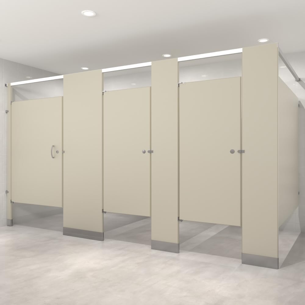 US Partitions Powder Coated Steel Toilet Partition - Overhead Braced, Floor Mounted Design, Fireproof, Corrosion Resistant, for Commercial Restroom, School & More, Made in USA, Corner-Left, 4 STALL