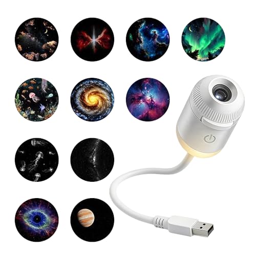 Image of 2-in-1 Galaxy Projector Night Light, Galaxy Light Projector Adults, USB Portable Galaxy Star Projector Night Light for Car and Bedroom, Mini LED Nightlight Wall Lamp (12 Projection Films)