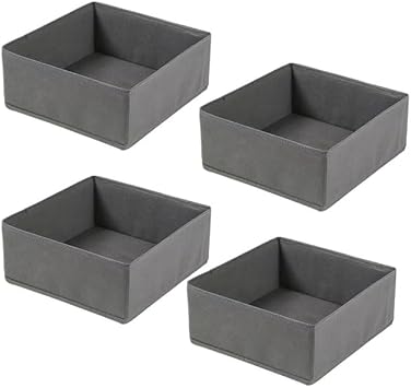 4 PCS Foldable Fabric Storage Boxes, Clothes Drawer Organisers, Wardrobe Storage Organiser for Storing Bras, Shirts, Jeans, Blanket, Toys,Grey