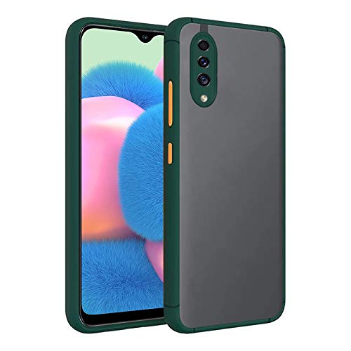 Image of Amazon Brand - Solimo Matte Clear Case (Hard Back & Soft Bumper Cover) with Camera Protection for Samsung Galaxy A30s - Dark Green