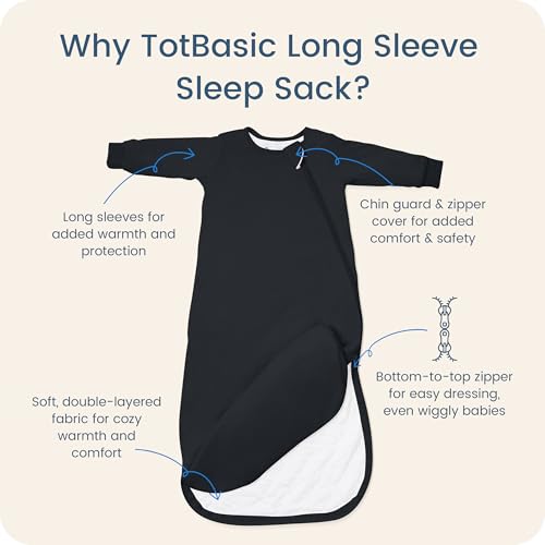 Image of Baby Sleep Sack Long Sleeve Wearable Blanket 1.0 TOG, Premium Soft Infants Warm Sleeping Bags with 2-way Zippers