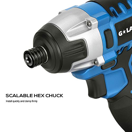 G LAXIA Impact-Schraubendreher, 150 Nm, Akkuschrauber, 20 V, 2,0 Ah, Li-Ion-Akku, 30 Minuten, Schnellladegerät, 6,35 mm… – Bild 4