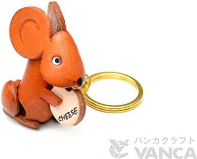 VANCA Mouse with Cheese Animal 3D Leather Keychain(L) CRAFT-Collectible Keyring Charm Pendant Made in Japan image 5
