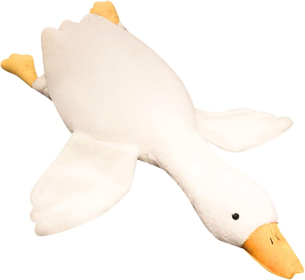 MDXMY 63" Goose Stuffed Animal White Swan Throw Plush Pillow Super Soft Sleeping Pillow(Down White, 63"