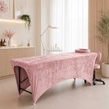 Copripiumino allungato, 180 x 60 cm, in velluto, lenzuolo con angoli elasticizzati per tutti i tipi di lettini, lettini da massaggio, rosa