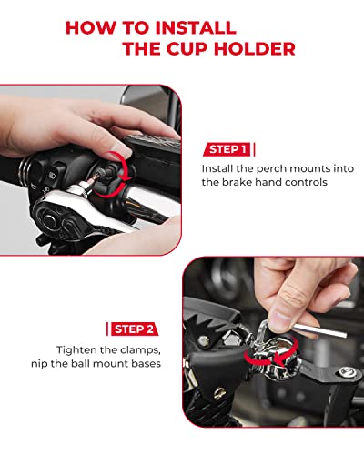[Upgrade] Kemimoto Motorcycle Cup Holder With Perch Mount, Synthetic Leather Motorcycle Drink Holder Compatible With Dyna Softail Touring Goldwing Gl1800 Gl1500 Vtx Shadow Vstar Vulcan, Chrome #TOP3