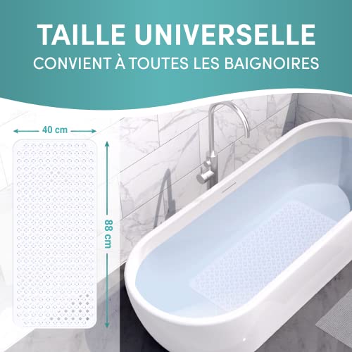 Engelbach® Tapis de Baignoire antidérapant et Anti-moisissure 88x40cm avec 2 Crochets Inclus - sans BPA, Lavable en Machine – vue 2