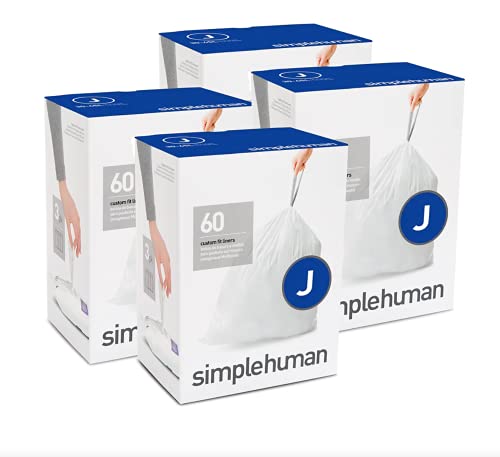 Image of simplehuman Code J Custom Fit Drawstring Trash Bags, 30-45 Liter /8-12 Gallon, 12 Refill Packs (240 Count)