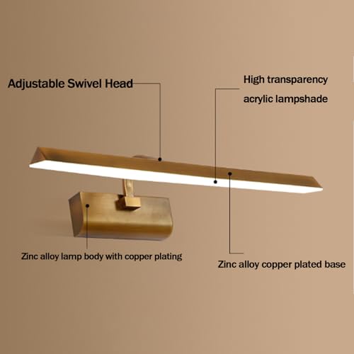 Lámpara de pared interior larga de 41cm con luz blanca y rotación ajustable para espejo baño 2