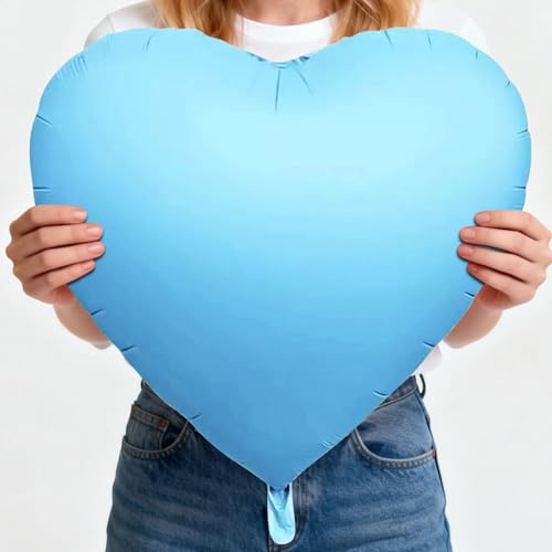32 Inch Pastel Blue Heart Balloons, 6 Pcs Heart Foil Balloons Heart Shaped Mylar Balloons for Valentines Party Wedding Decorations