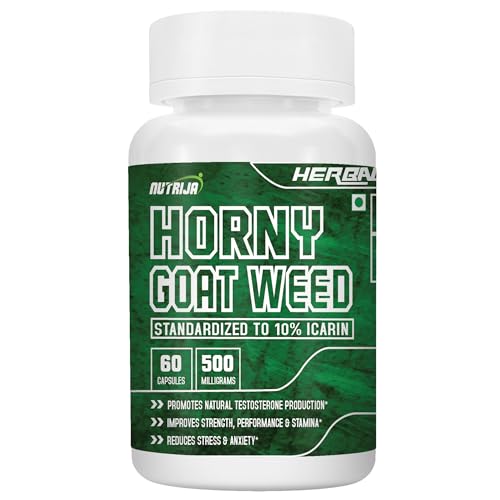 Image of NutriJa Horny Goat Weed Extract 500mg - 60 Veg Capsules | Standardized to 10% Icariin | Supports Natural Vitality, Strength & Stamina | High Potency Herbal Supplement