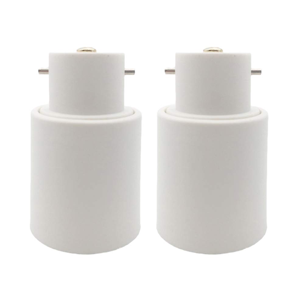Uonlytech Bayonet Socket Light Bulb Base B22 to E27 Adapter Converter Lamp Holder 2 Pieces (White)