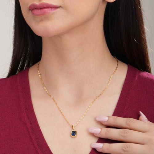 Image of PALMONAS Everyday Exquisite Blue Stone Gold Necklace for Womens - Waterproof & Anti-Tarnish