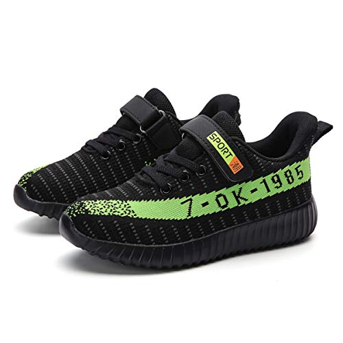 Goalsse Zapatillas Deportivas para Niños Zapatillas de Running Zapatos para Correr Transpirables Calzado Casual Zapatillas con Velcro para Niños Niñas Zapatilla de Deporte de Moda (31 EU, Verde)