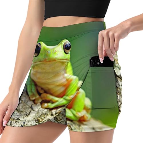Jupe de tennis verte anti-transpiration pour femme jupe short de sport avec poche