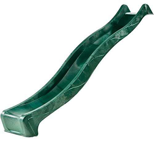 Garden Games Childrens Heavy Duty Green Wavy Slide 3 Metres Long for 1.5 Metre High Climbing Frame...