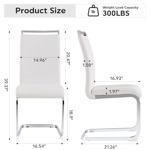 Image of Baysitone Modern Dining Chairs Set of 8, Side & Kitchen Chairs with Faux Leather Padded Seat, High Back, for Dining, Kitchen, Living Room - White