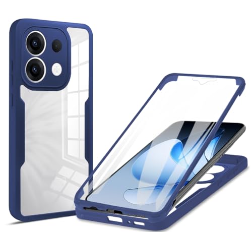 Coque Oppo Reno 13 5G CPH2689 avec protège-écran intégral coque bleue rigide