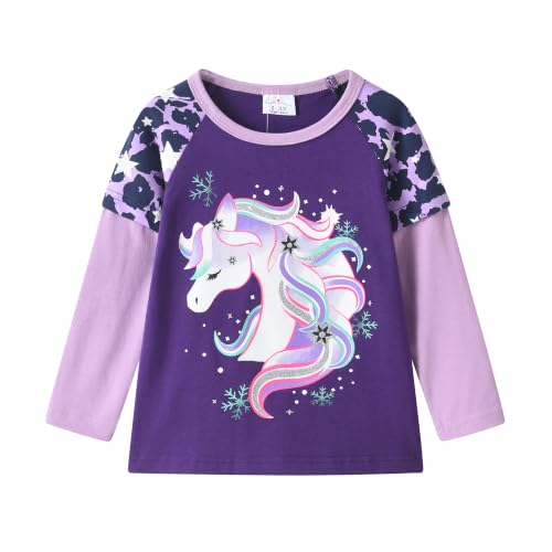 Image of VIKITA Girls Long Sleeve T-Shirt, Cotton Graphic Top