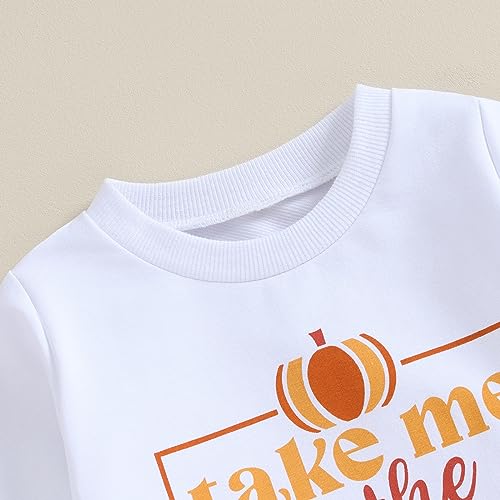 Rtnnsbbfcm Toddler Baby Girl Halloween Outfit Long Sleeve Pumpkin Letter Print Sweatshirt Top Bell Bottom Pants 2Pcs Set4