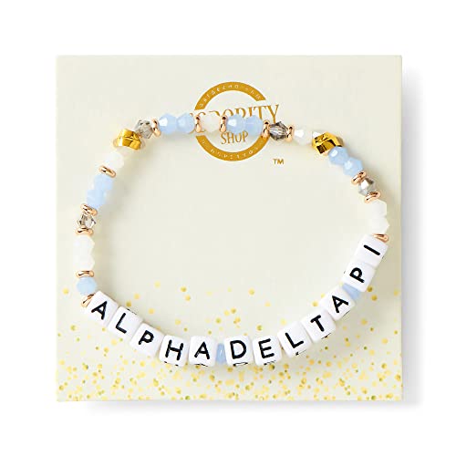 Sorority Shop Alpha Delta Pi Bracelet — Glass Bead Bracelet with ADP Name Beads and 18K Gold Accent Beads, Greek Sorority Jewelry for Big Little Sorority Gifts2