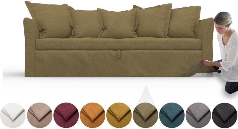 comfortly Cover for Holmsund 3 Seat Sofa Bed, Replacement Slipcover, Heavy Duty 10 pcs Cover, Soft Durable Washable Fabric, Easy to Clean & Replace (Crown - Amber)