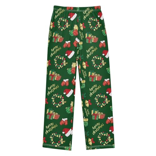 ZZXXB Merry Christmas Garland Gifts Boys Long Pants Soft Trousers Elastic Waist Kids Lounge Bottoms with Pockets S-XL