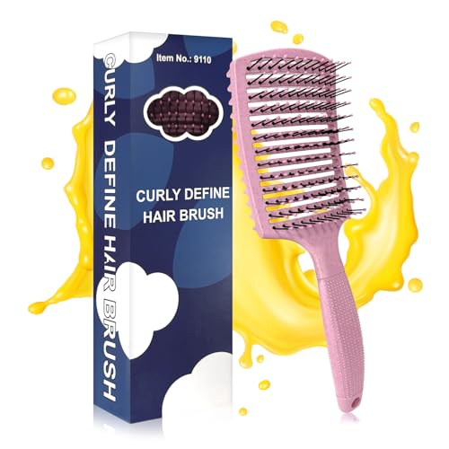 Qufiiry Hair Brush, Cepillo Pelo, Cepillo Desenredante Sin Tirones para Secado Más Rápido, Peine de Pelo Masaje Curvo y Ventilado, Ideal para Todo Tipo de Cabello y Peinados (Rosa)