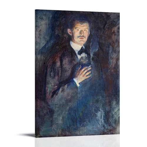 Edvard Munch autoportrait cigarette poster toile art moderne vintage décoration salon