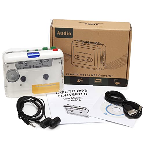 Convertidor de casete a MP3 POENVFPO con puerto USB y salida de audio de 3,5 mm 5