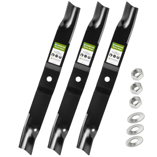 GardTok High Lift Mower Blades 3-Pack with 3 Nuts for Ariens Gravely Ikon 60 ZT XL 60 Zero Turn Mower, Fits 60-Inch Deck, Replaces OEM 09659200