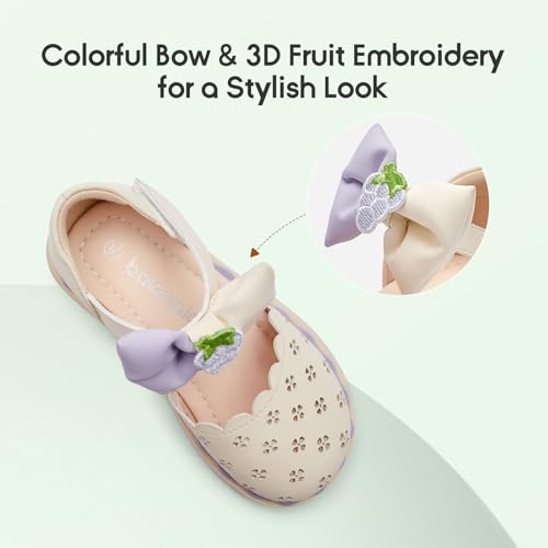 Balabala Girl Flats Sandals Princess Dress Shoes Sparkle Bow Shells Girls Shoes for Prom Party Wedding Toddler Little Kid Hook and Loop3