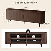 Mueble para TV moderno de mediados de siglo de 65" con toma de corriente, centro de entretenimiento con almacenamiento y estantes ajustables, consola de TV de madera con puertas corredizas para sala, nogal 6