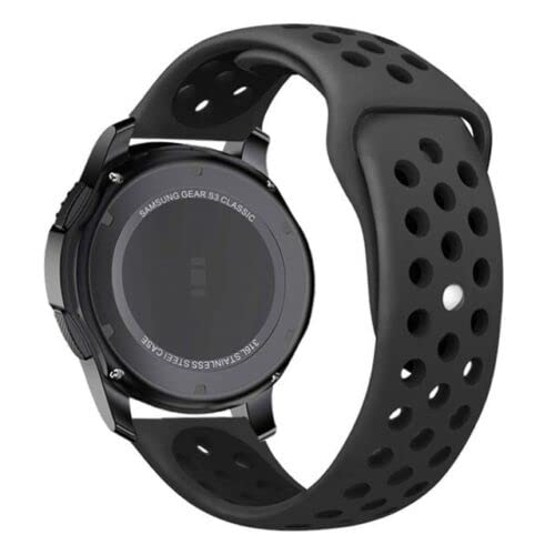 Compatible For Garmin Approach S40/S12/Forerunner 245/F55/645 /Vivomove HR/Luxe/Style/Venu/Venu SQ/Vivoactive 3/Music/Strap Silicone Fitness Wrist Smart Watch Band Sports Breathable (Black/Black)