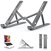 BoYata laptopstandaard, 6 niveaus in hoogte verstelbare draagbare laptophouder voor bureau, aluminium opvouwbare…