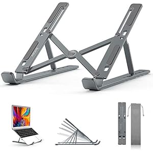 BoYata laptopstandaard, 6 niveaus in hoogte verstelbare draagbare laptophouder voor bureau, aluminium opvouwbare…