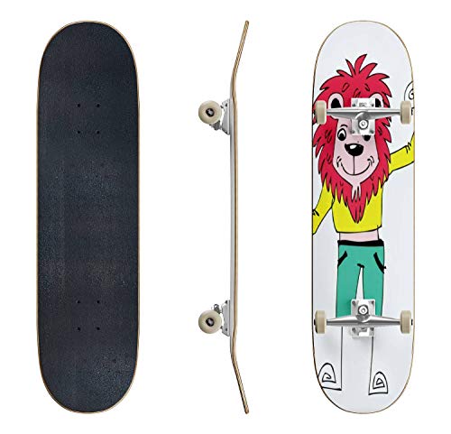 EFTOWEL Skateboards Cartoon Animals Collection in Jaidee Family Style Stock Illustration Classic Concave Skateboard Cool Stuff Teen Gifts Longboard Extreme Sports for Beginners and Professionals