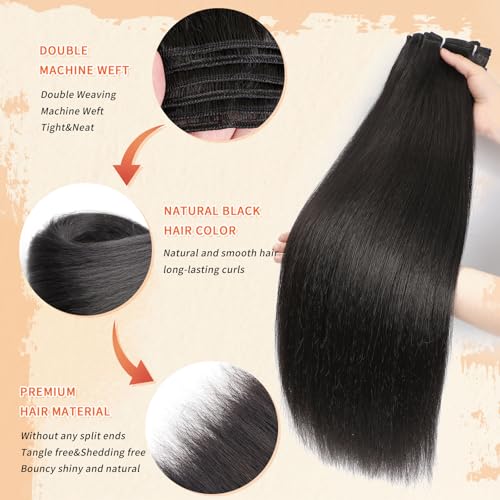 6 Bundles Yaki straight bundles hair,Human Blend Synthetic Hair Yaki Straight for Black Women,Heat Resistant Soft Natural Appearance,No Shedding, No Smell, No Tangle (20 22 24 Inch) — view 2
