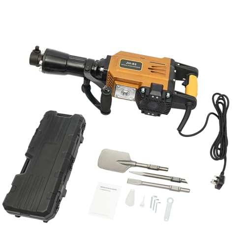 Hex Demolition Hammer | 220V, 1700W Concrete Breaker Pneumatic Drill | Impact Force Jack Hammer, Vibration-Cushioned Handle, with 3 Different Drill bits